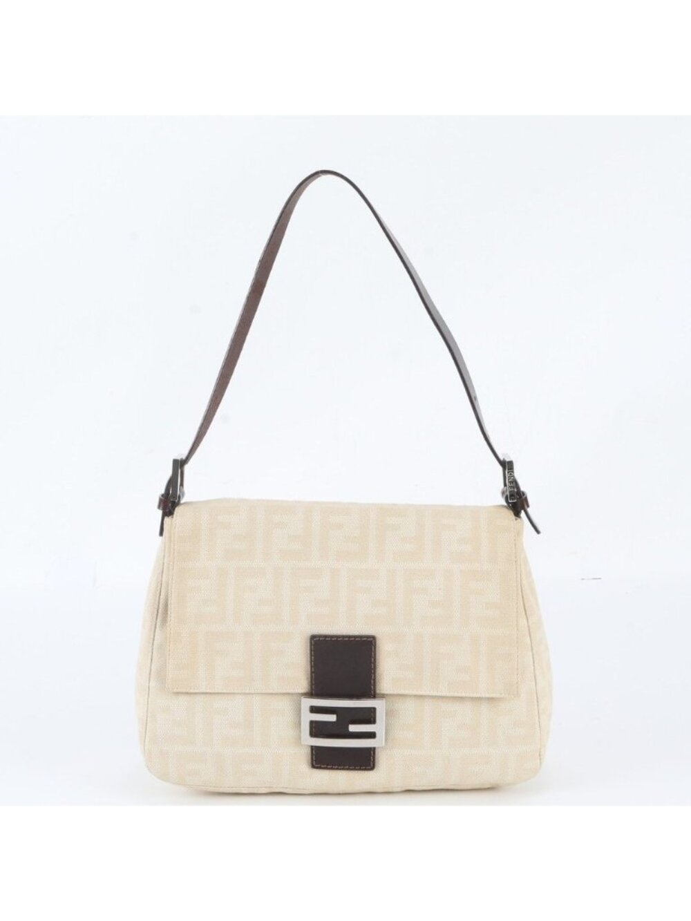 Fendi Zucca Canvas Mamma Bucket Baguette FF Leather Shoulder Bag